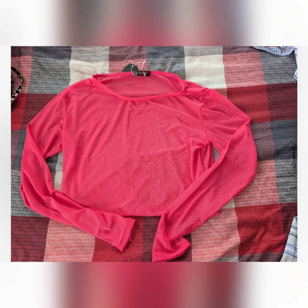 NWT hot Pink Sheer Crop Top